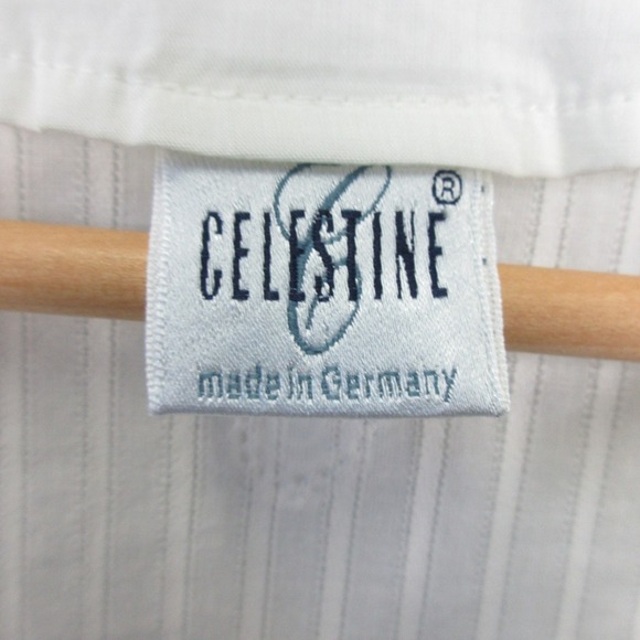 Celestine Pajama Set Women White Striped 100% Cotton Lace Trim Lounge Vtg 252 - Picture 3 of 16